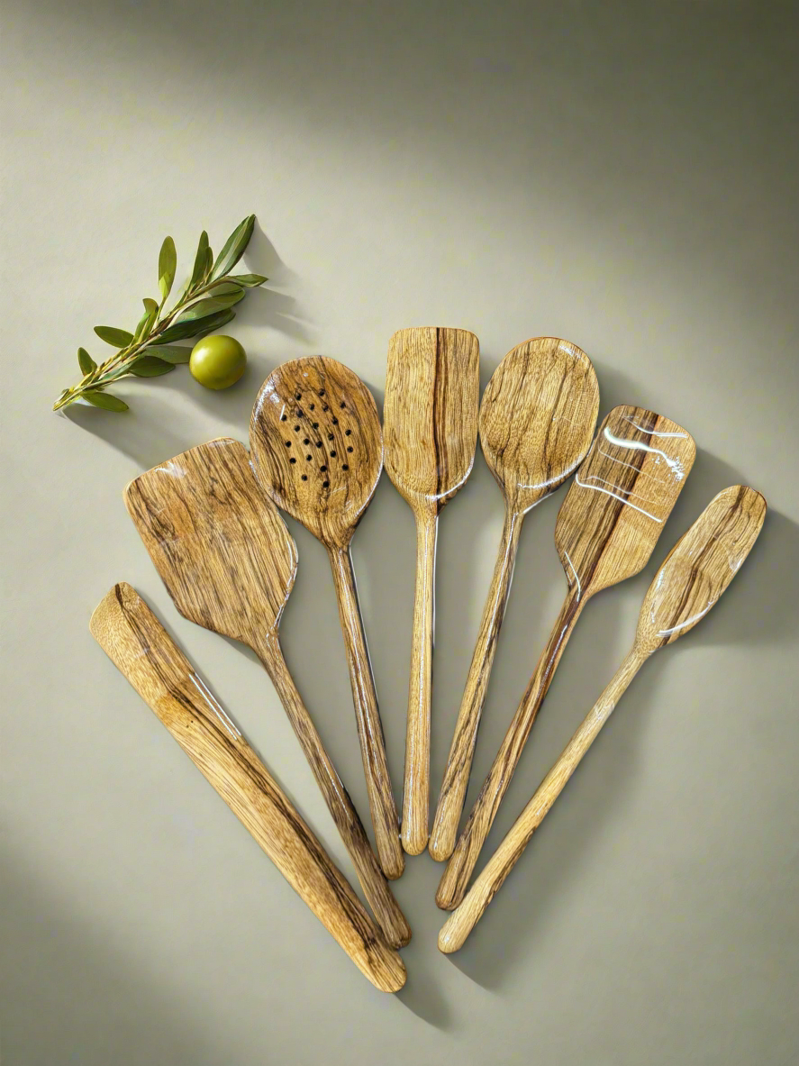 7 Piece Black Limba Cooking Utensils