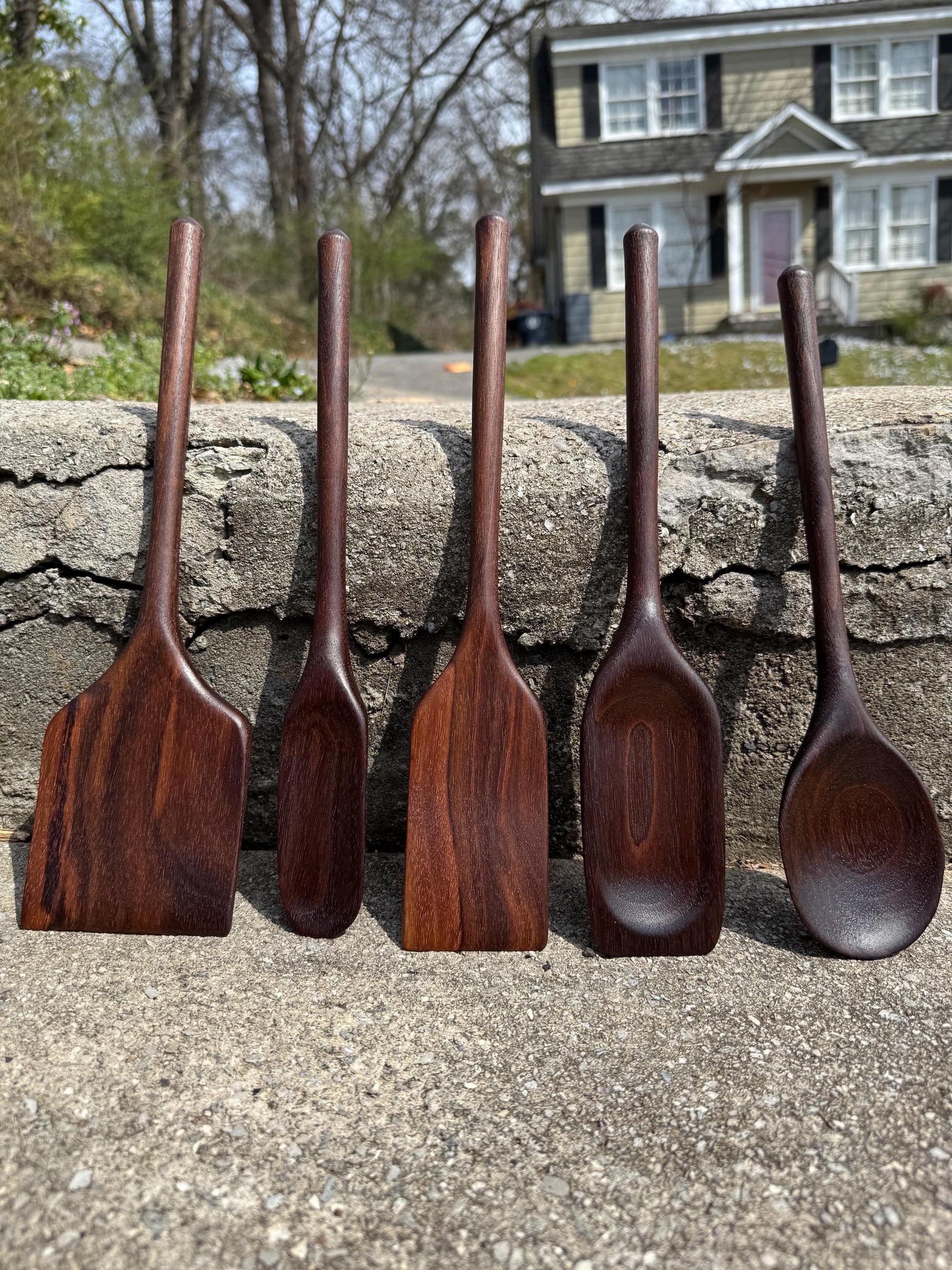 5 Piece Walnut Cooking Utensils