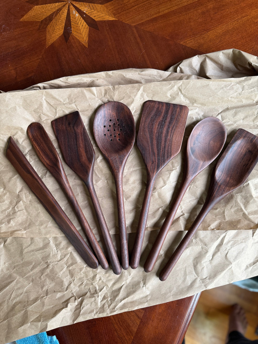 7 Piece Walnut Cooking Utensils