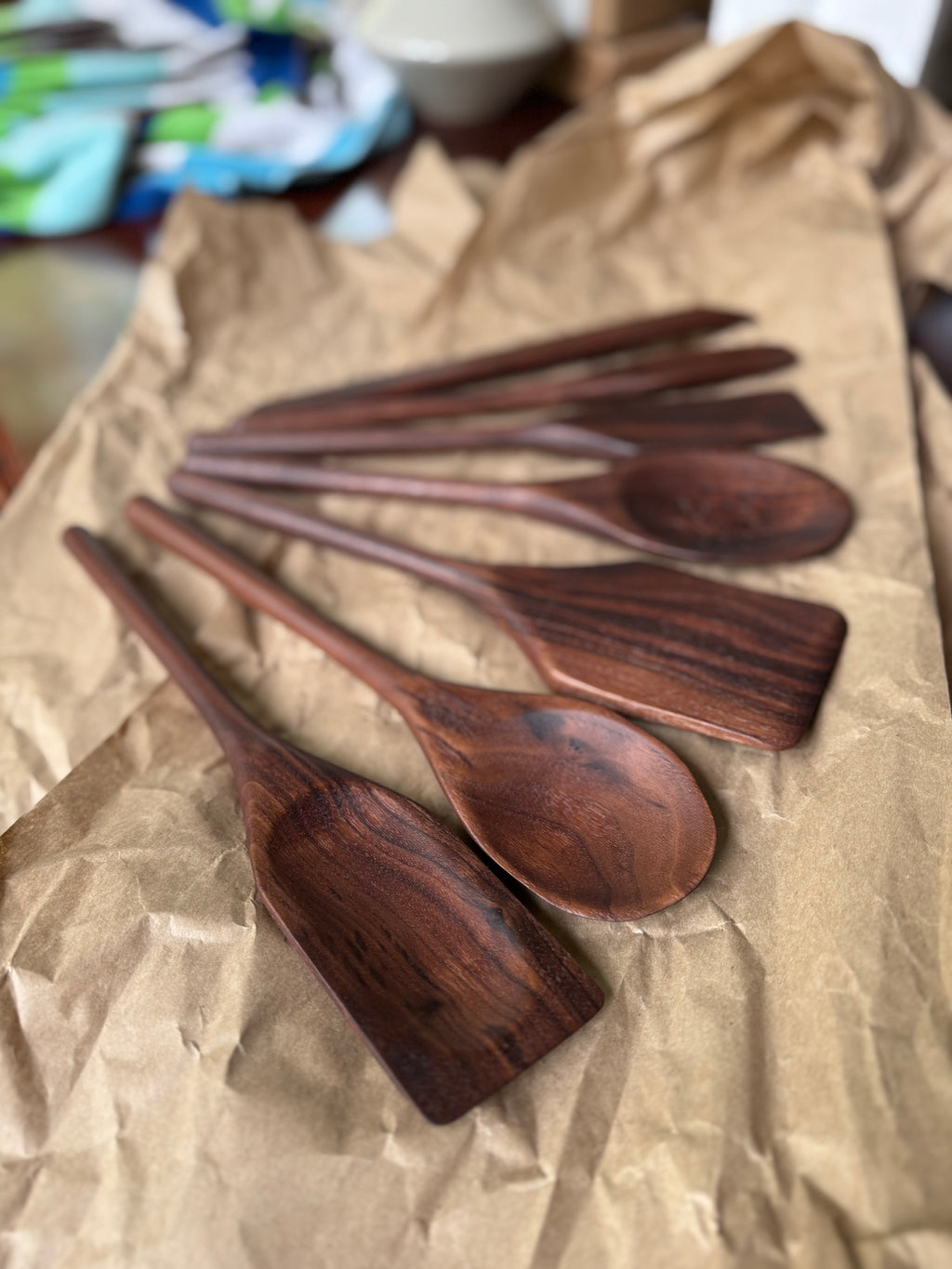 7 Piece Walnut Cooking Utensils