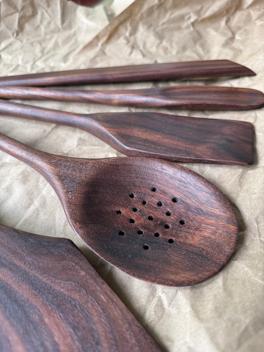 7 Piece Walnut Cooking Utensils