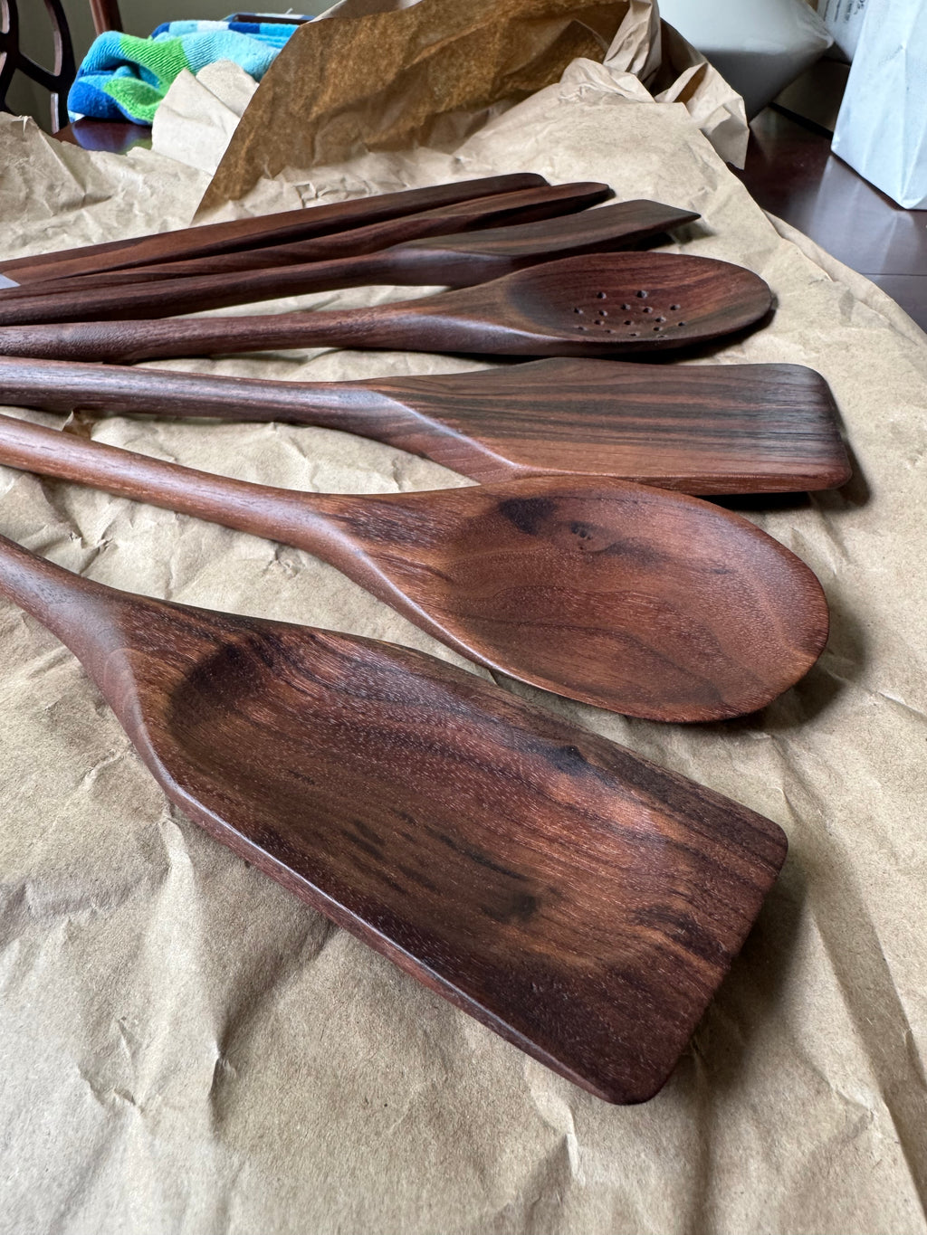7 Piece Walnut Cooking Utensils