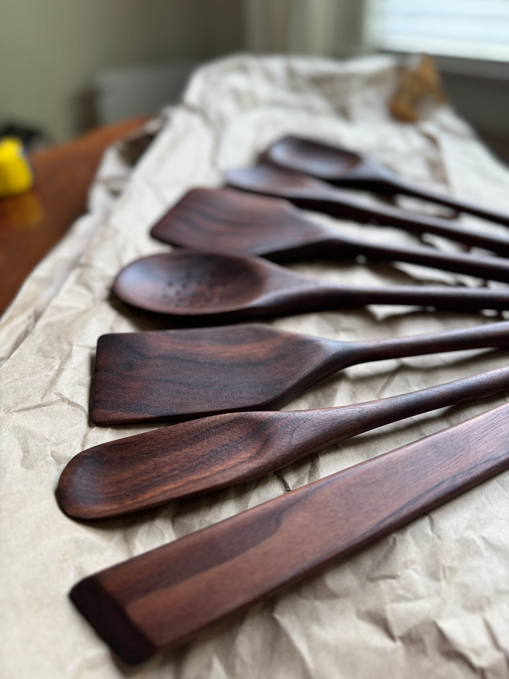 7 Piece Walnut Cooking Utensils