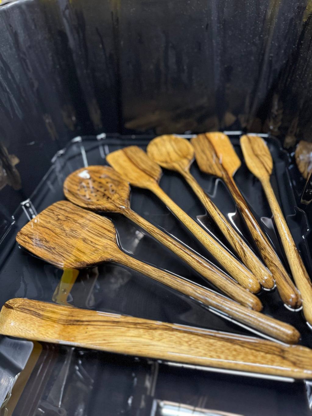 7 Piece Black Limba Cooking Utensils