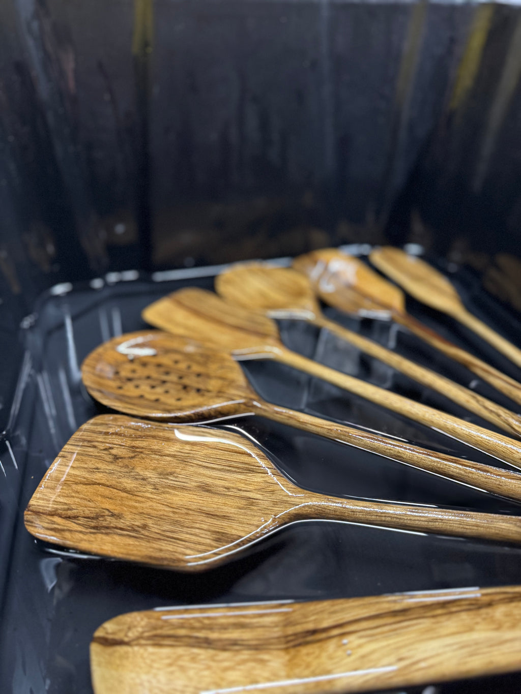 7 Piece Black Limba Cooking Utensils