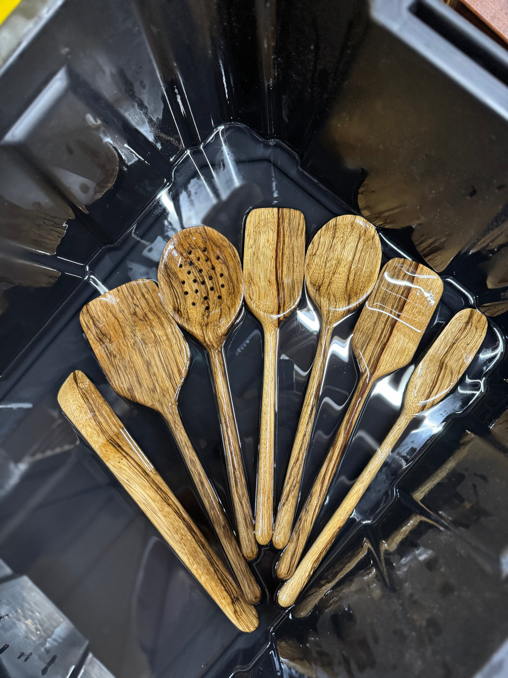 7 Piece Black Limba Cooking Utensils
