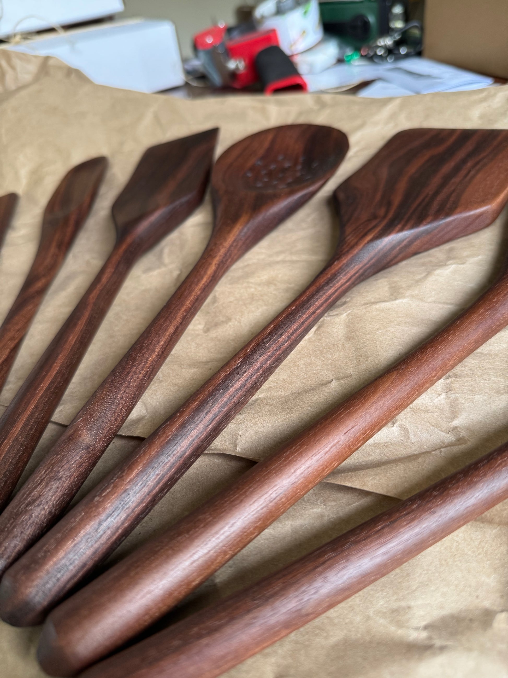 7 Piece Walnut Cooking Utensils