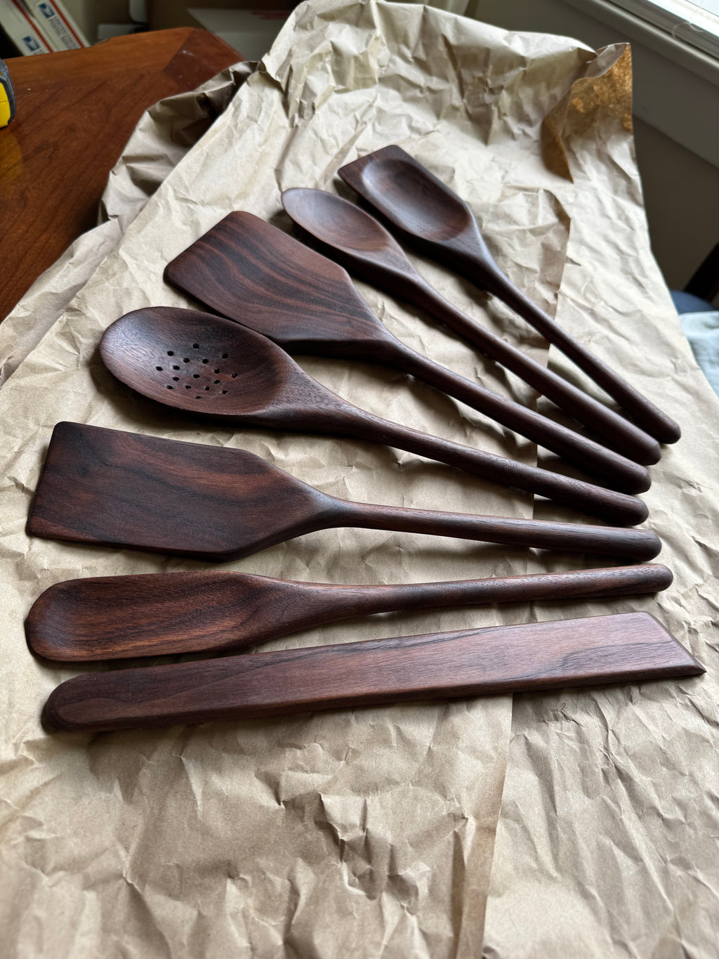 7 Piece Walnut Cooking Utensils