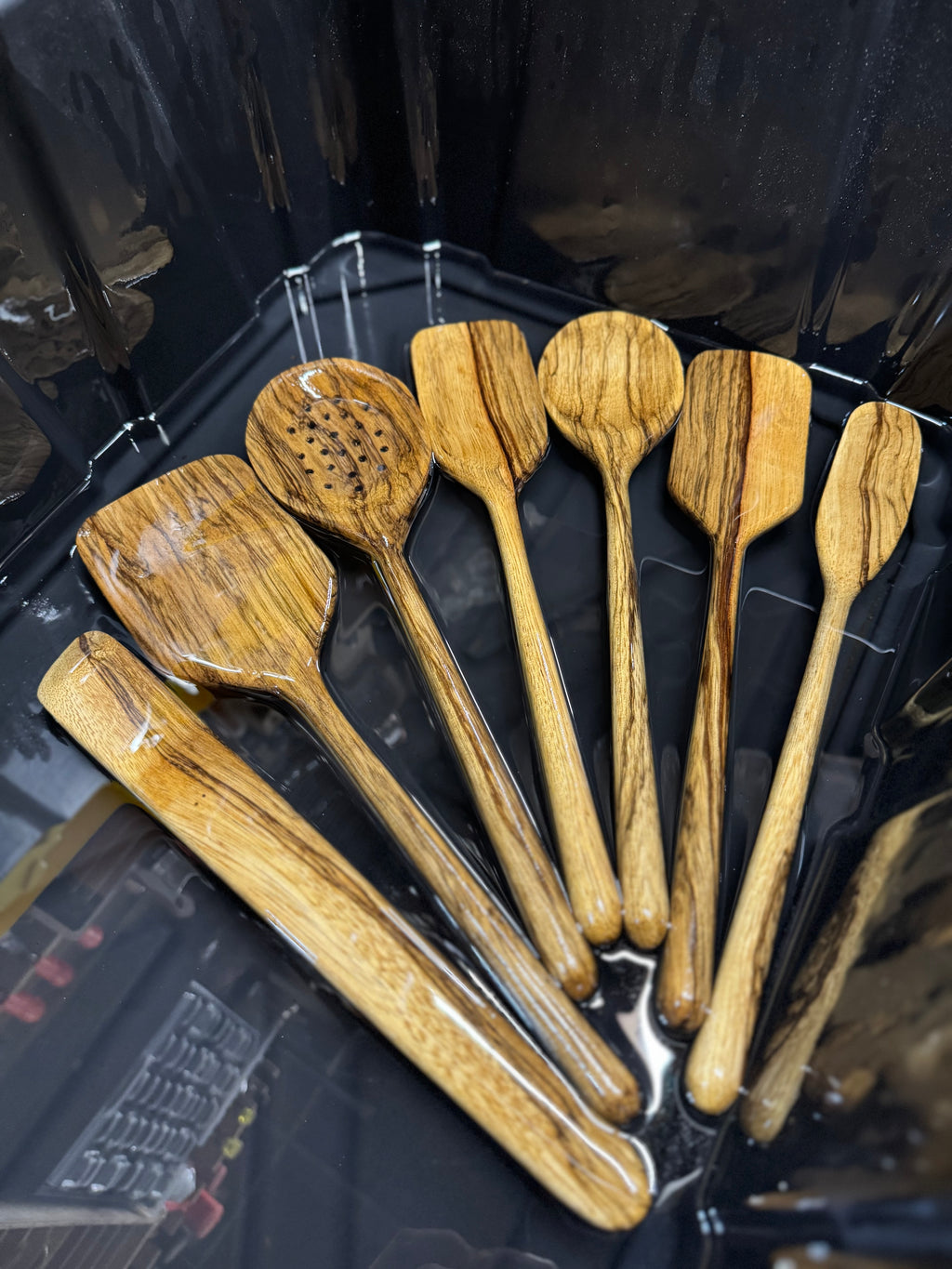 7 Piece Black Limba Cooking Utensils