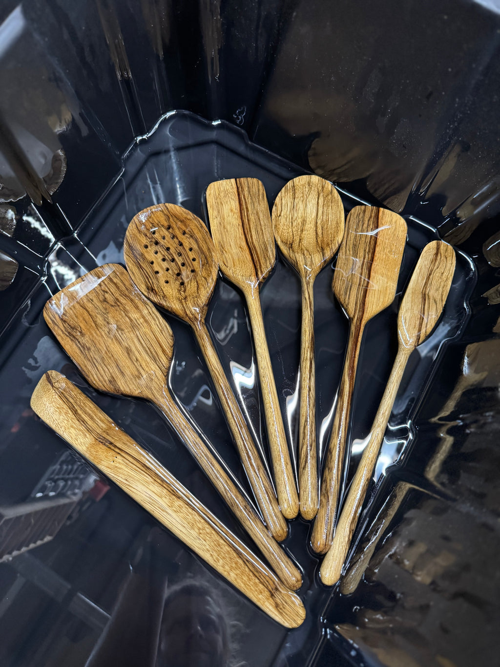 7 Piece Black Limba Cooking Utensils