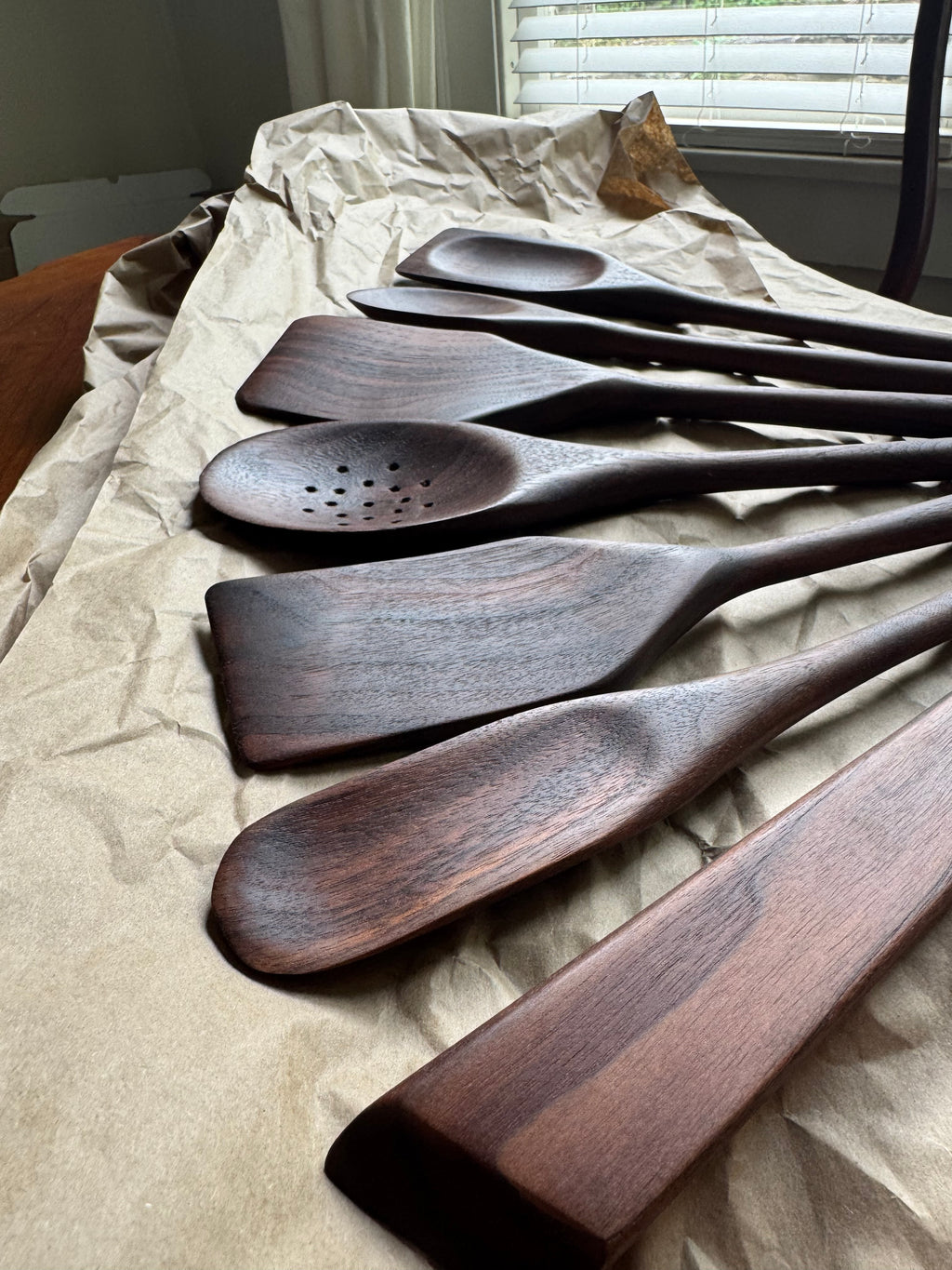 7 Piece Walnut Cooking Utensils